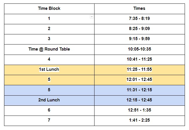 2021-22 Bell Schedule
